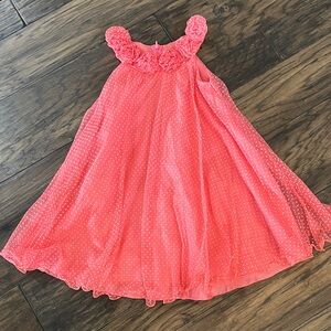Sweet Coral Pink Dress with White Swiss Dots by Bonnie Jean